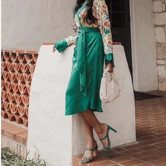The Drop Women's Ultramarine Green Sarong Wrap Skirt by @sruthijayadevan XS. NWT - Picture 3 of 9